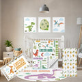 Terwex Personalized Baby Bedding Set, 5 Pcs Custom Baby Crib Sets with Name, Dino Toddler Bedding Set for Baby Boys Girls, Double Layer Flannel Nursery Bedding Set, Customized Gifts for Kids Infants