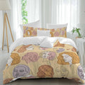 Abstract Face Painting Duvet Cover Set Queen Size 4 Pieces Boho Yellow Portraits Minimalist Line Bedding Set with Zipper Closure, 1 Comforter Cover 90x92 Inches 1 Flat Sheet & 2 Pillow Cases
