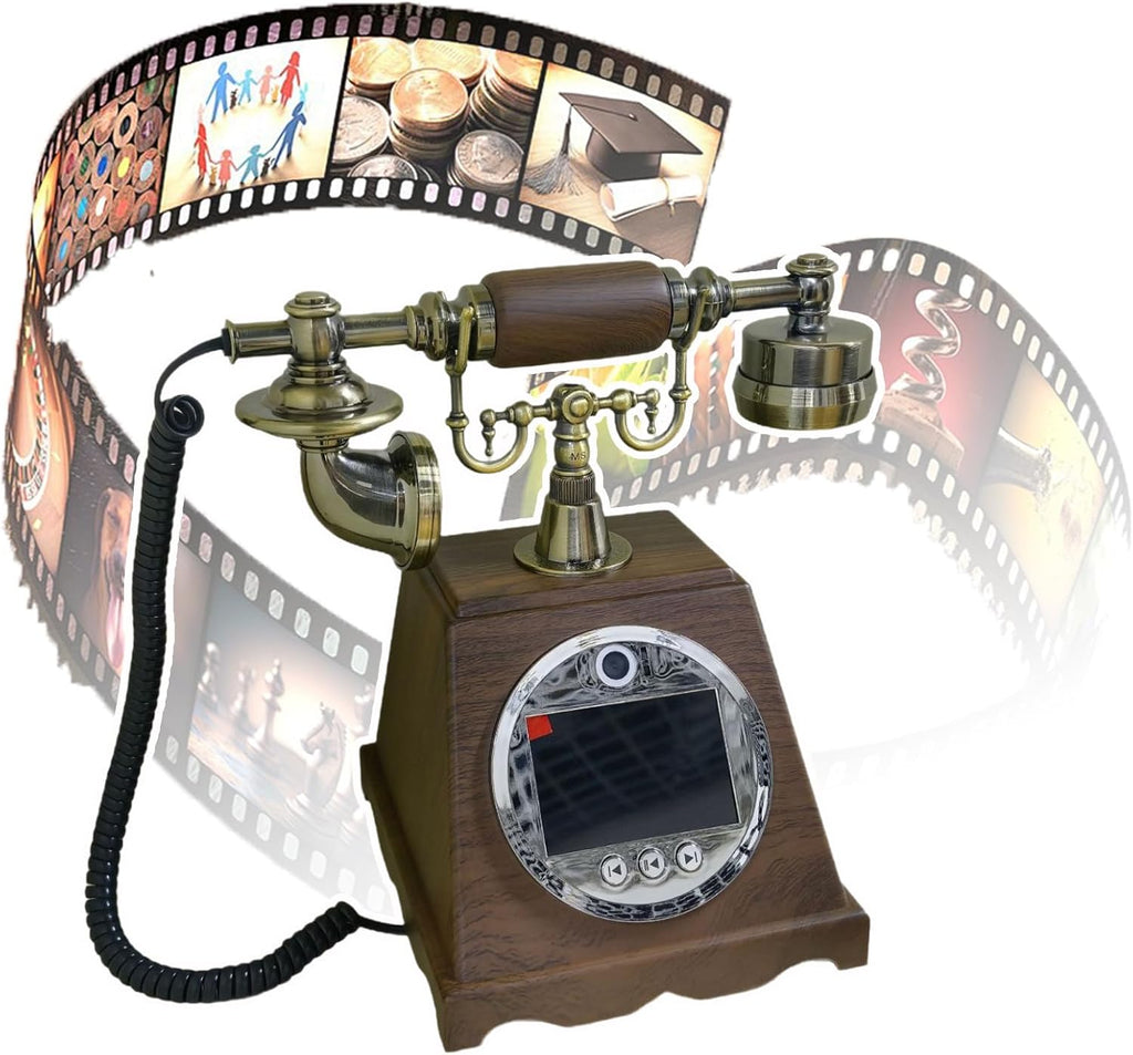 Customized Video Messages Message Book, Vintage Video Audio Guestbook Wedding Phone, Video Audio Guest Book Phone, 2K, 128G SD Card, Volume Adjustable, for Engagements Anniversaries B