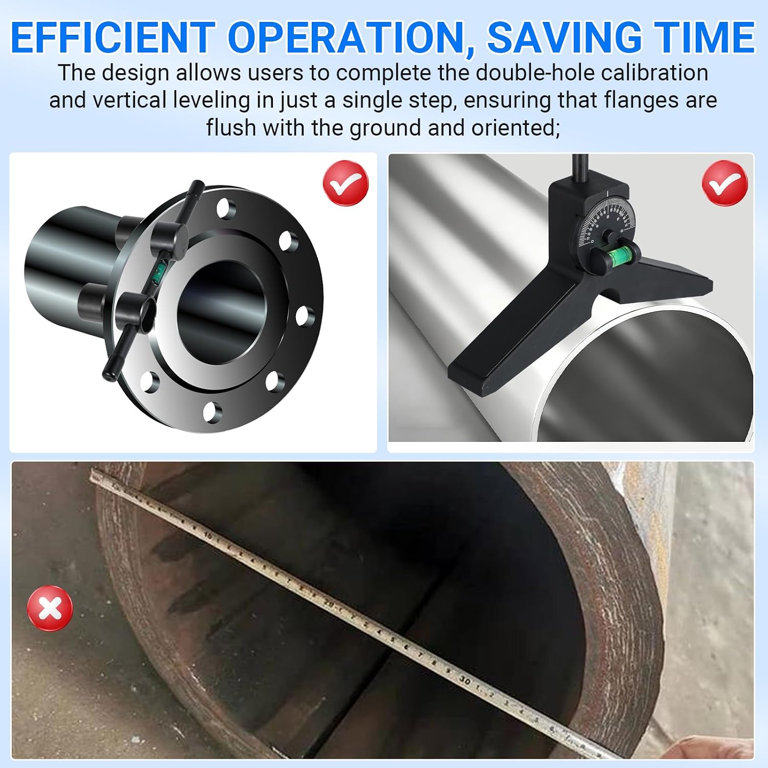 Magnetic Centering Head, Pipefitter Tools Y-Shape w/Adjustable Dial Bubble Protractor, Flange Aligner Will Fit Flanges with Holes From 1/2' to 1-7/16' Diameter Threaded Pipe Flange Leveler Set