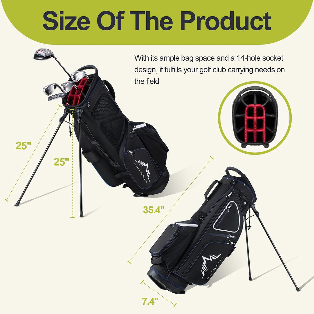 GoHimal 14 Way Golf Stand Bag, Golf Bags for Men with Stand, Top Dividers Ergonomic with 10 Pockets Golf Club Bags