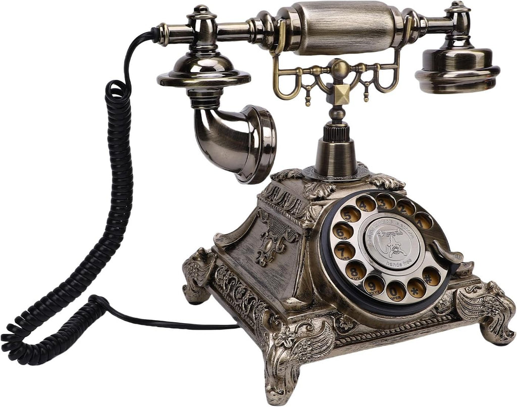 Audio Guest Book Phone, Vintage Retro Telephone for Wedding Party, Customized Voice Message for Home and Hotel (Antique Brass Color)