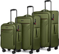 3PCS Set Softside Luggage Sets w/ Spinner Wheels,Expandable 20% Suitcase Upright Spinner Softshell w/TSA LOCK, Lightweight Durable Rolling Travel Luggage Set for Men/Women（Green,22in/28in/32in）