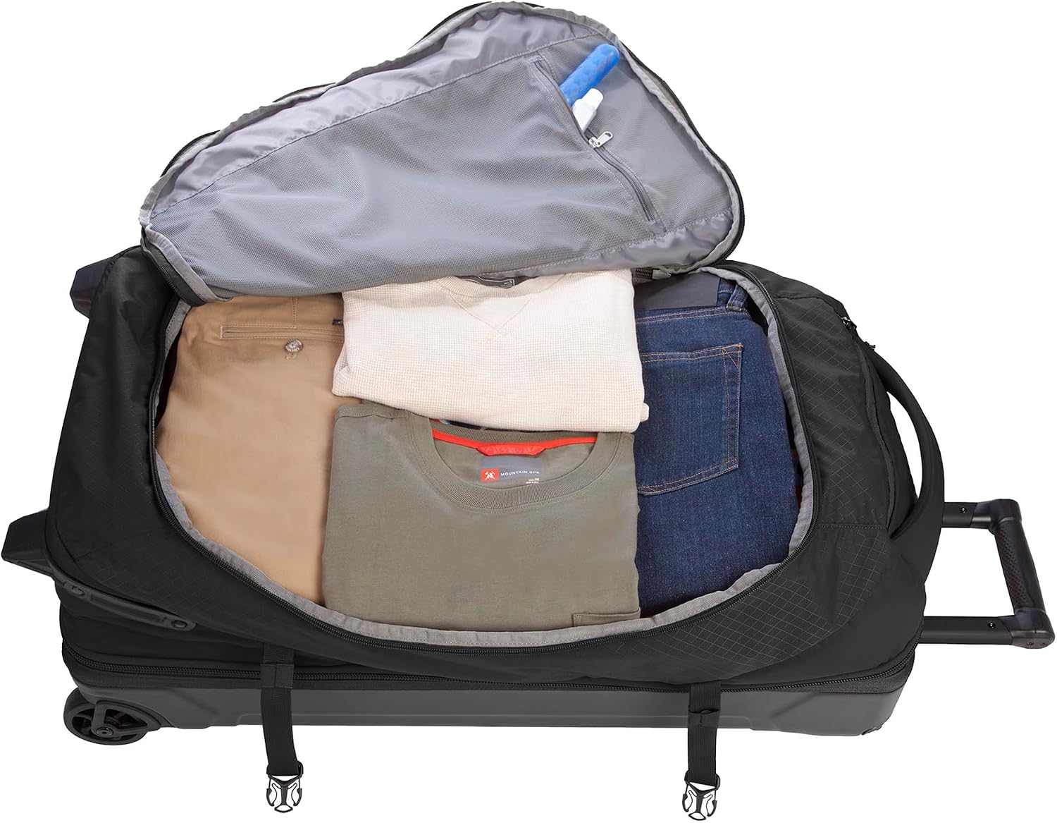 Eddie Bauer Expedition Rolling Duffel Bag with Wheels | Travel | Check-In | Luggage | Rugged | Durable - Black, 30'
