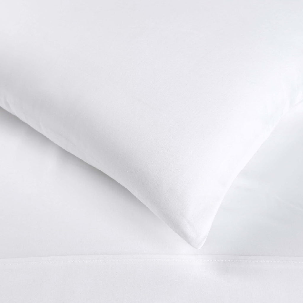 Superior Egyptian Cotton 400 Thread Count Bed Sheet Set, 1 Elastic Deep Pocket Fitted Sheet, 1 Flat Sheet, 2 Pillowcases, Soft Bedding, Luxury Sheets, Sateen Weave, Queen Size, White