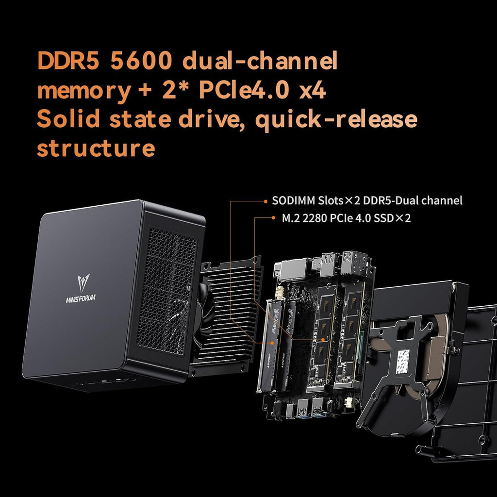 MINISFORUM UM890 Pro Mini PC, AMD Ryzen 9 8945HS (up to 5.2GHz) Mini Computers, 32GB DDR5 5600MHz RAM&1TB PCIe 4.0 SSD, Mini Desktop Quad Display HDMI/DP1.4/USB-C, AMD Radeon 780M/Dual LAN 2.5G