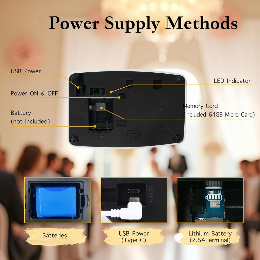 Video Audio Guest Book Wedding Phone,1080P HD Leave a Customized Video Messages, Ideal for a Variety of Memorable Party Occasions for Wedding, Birthday, Baby Shower, Graduation,retire (Black)