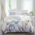 Prime Leader Spring Floral Duvet Cover Set Queen Size 4 Pieces Watercolor Purple Tulip Flowers Pattern Bedding Set with Zipper Closure, 1 Comforter Cover 92x106 Inches 1 Flat Sheet & 2 Pillow Cases