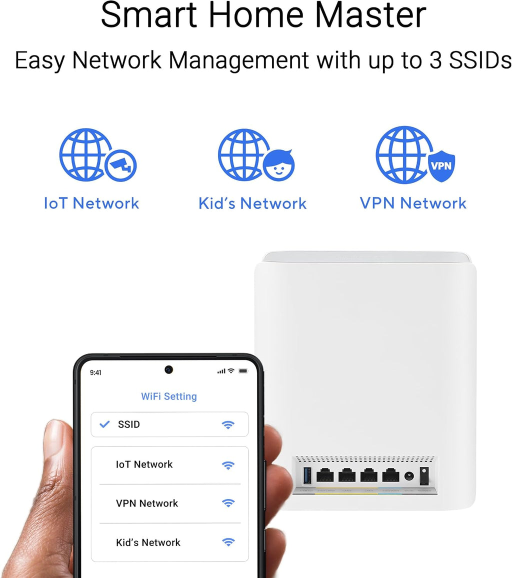 ASUS ZenWiFi BT8 BE14000 WiFi7 Tri-Band Wireless Mesh System (White, Triple Pack)