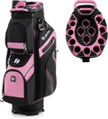 ULTIMATE 14-Way Golf Cart Bag, Golf Bag w/Molded Lock Top & Full Length Dividers, Portable Golf Club Bag w/11 Pockets, Cooler Bag, Padded Strap & Rain Hood for Men Women