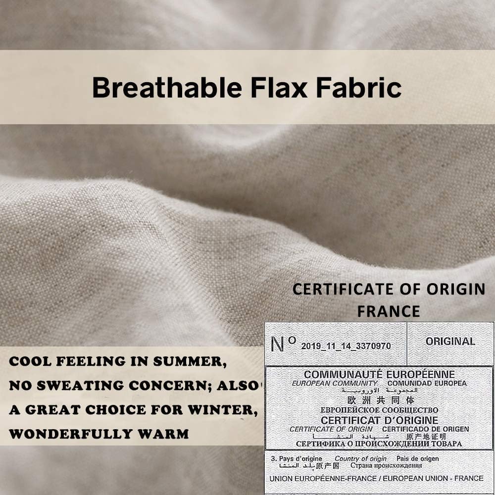 Simple&Opulence 100% Linen Duvet Cover Set with Embroidery Border Washed - 3 Pieces (1 Duvet Cover with 2 Pillow Shams) with Button Closure Soft Breathable Farmhouse - Linen, Full Size