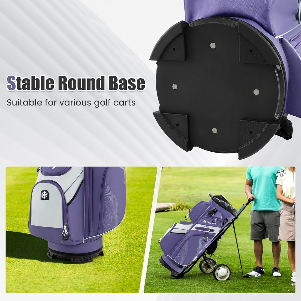 ULTIMATE 14-Way Golf Cart Bag, Golf Bag w/Molded Lock Top & Full Length Dividers, Portable Golf Club Bag w/11 Pockets, Cooler Bag, Padded Strap & Rain Hood for Men Women