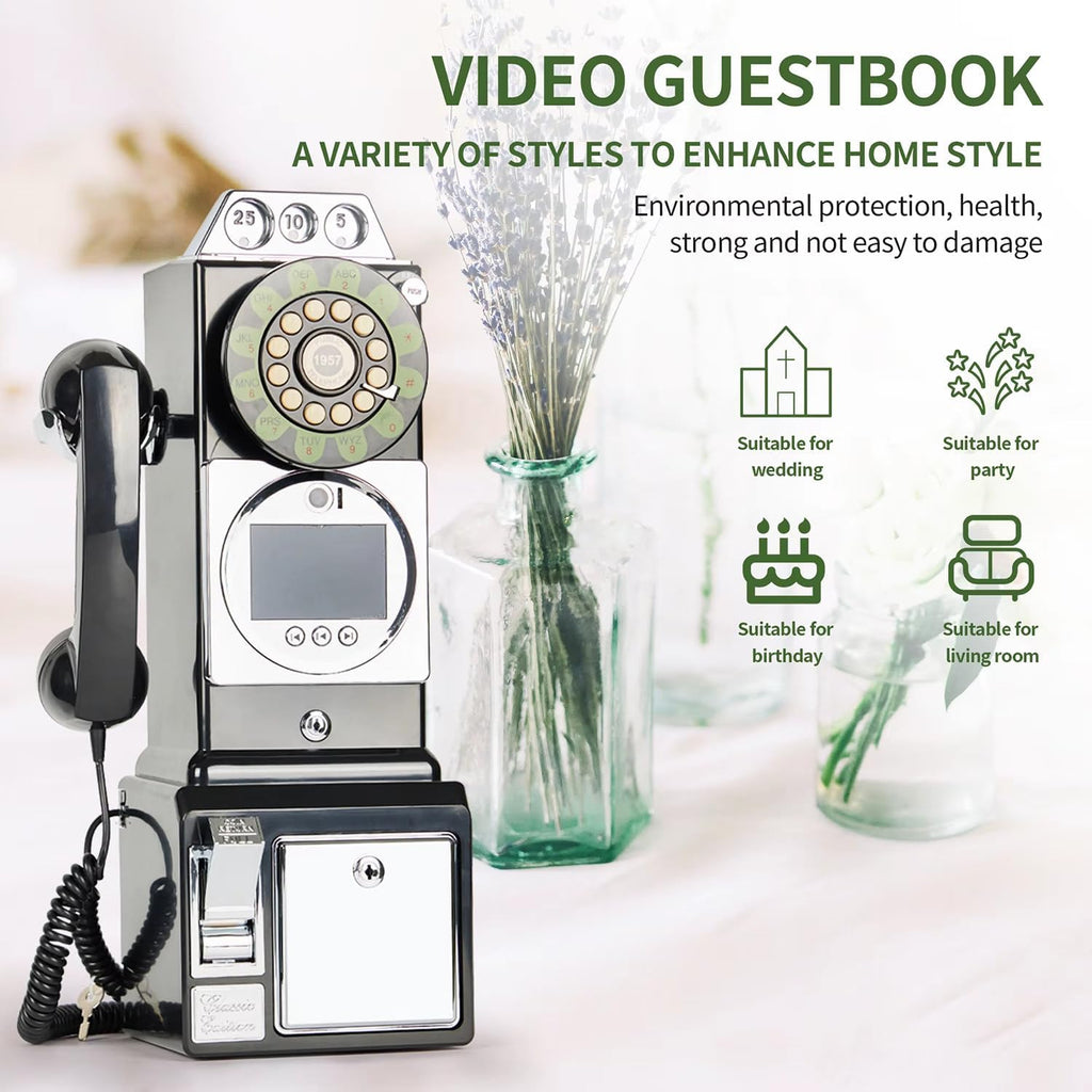 Video Audio Guest Book，Wedding Phone Guestbook,Capture Every Heartfelt Moment, The Ultimate Video Audio Guest Book for Weddings 54x27x20 cm (Black)