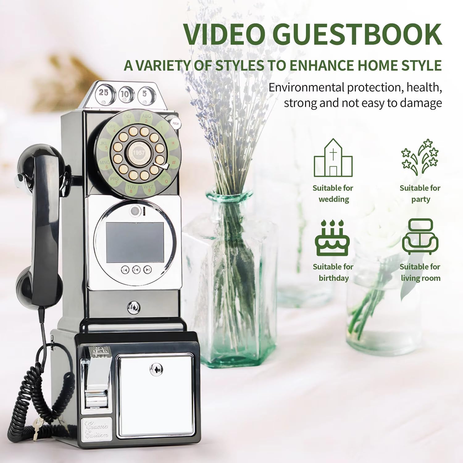 Video Audio Guest Book，Wedding Phone Guestbook,Capture Every Heartfelt Moment, The Ultimate Video Audio Guest Book for Weddings 54x27x20 cm (Black)