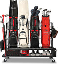 Golf Bag Storage Garage Organizer- Golf Bag Stand Fit for Golf Bags, Golf Clubs, Golf Balls, Golf Equipment Accessories, Golf Bag Storage Rack with Wheels for Garage