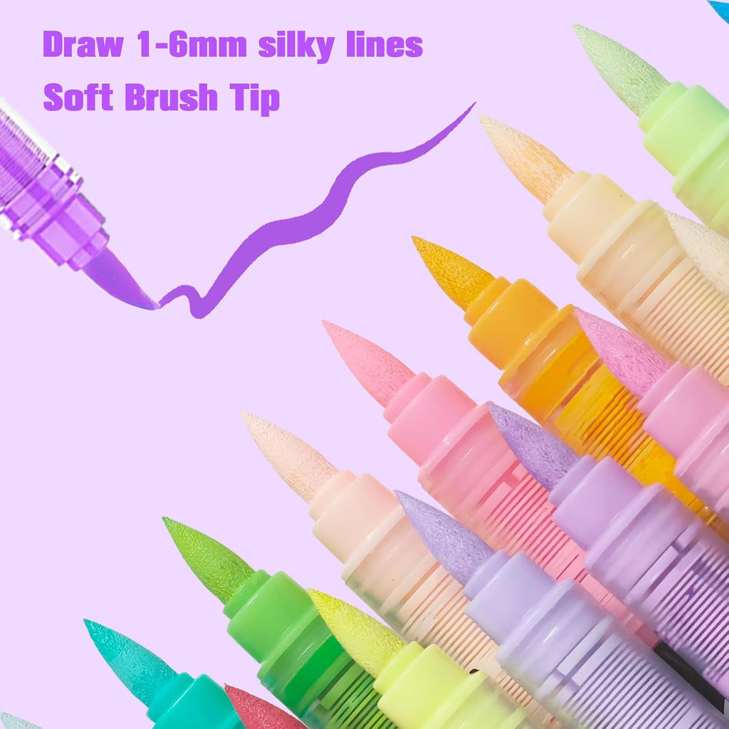 Surcotto 288 Colors Acrylic Paint Markers,Acrylic Paint Pens with Direct-Liquid Ink Control System,1-6mm Soft Brush Tip Paint for Rock, Wood, Canvas, Glass, Fabric, Metal, Plastic, Paper, with Bag