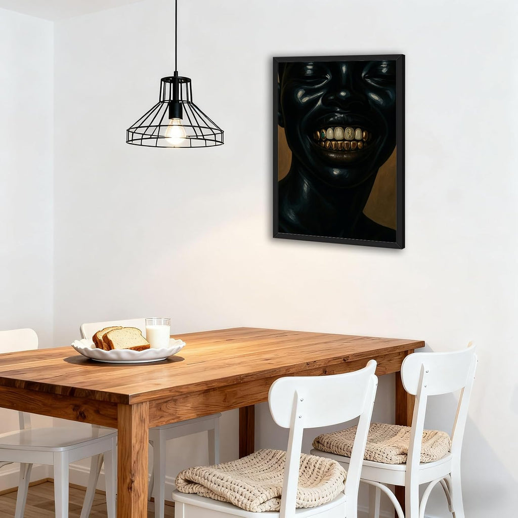 Urban Wall Art Black Man Canvas Print African Portrait Poster Painting Bold Black American Picture Modern Afrocentric Street Decor for Living Room Bedroom Studio Trendy Home 20x30inch Black Frame
