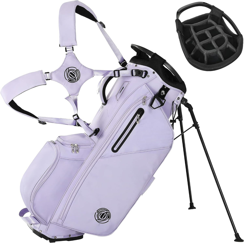 Golf Stand Bag 14 Way, Lightweight Golf Bags for Men Women with Stand, Padded Ergonomic Double Strap, Full Length Dividers, Multiple Pockets, Rain Hood