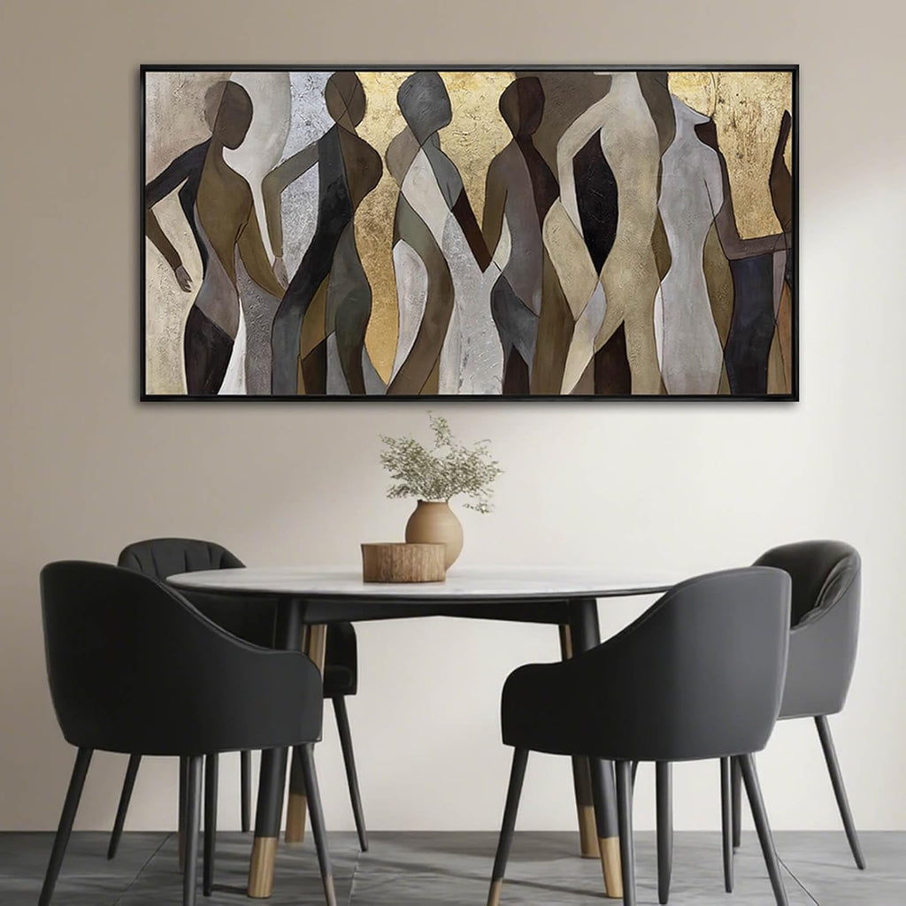 Artexist Figure Wood Wall Decor Neutral Wall Art Modern Poster Printing 24'x48' Picture for Bedroom Hanging Art for Dining Room Area