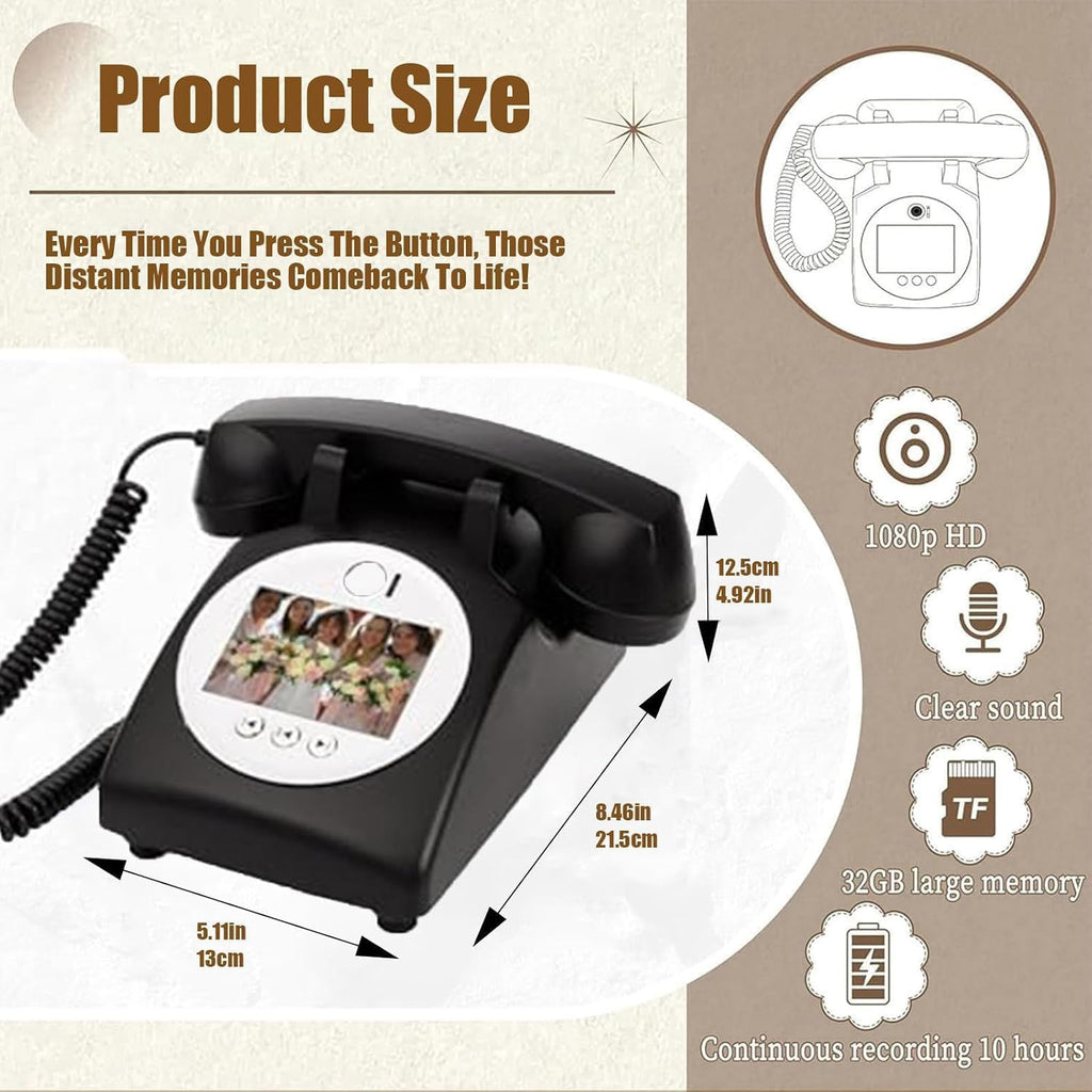 Video Audio Guest Book, 1080P Video Guestbook Wedding Phone, 32G 64G SD Card Customized Video Audio Guest Book with Lens Recording