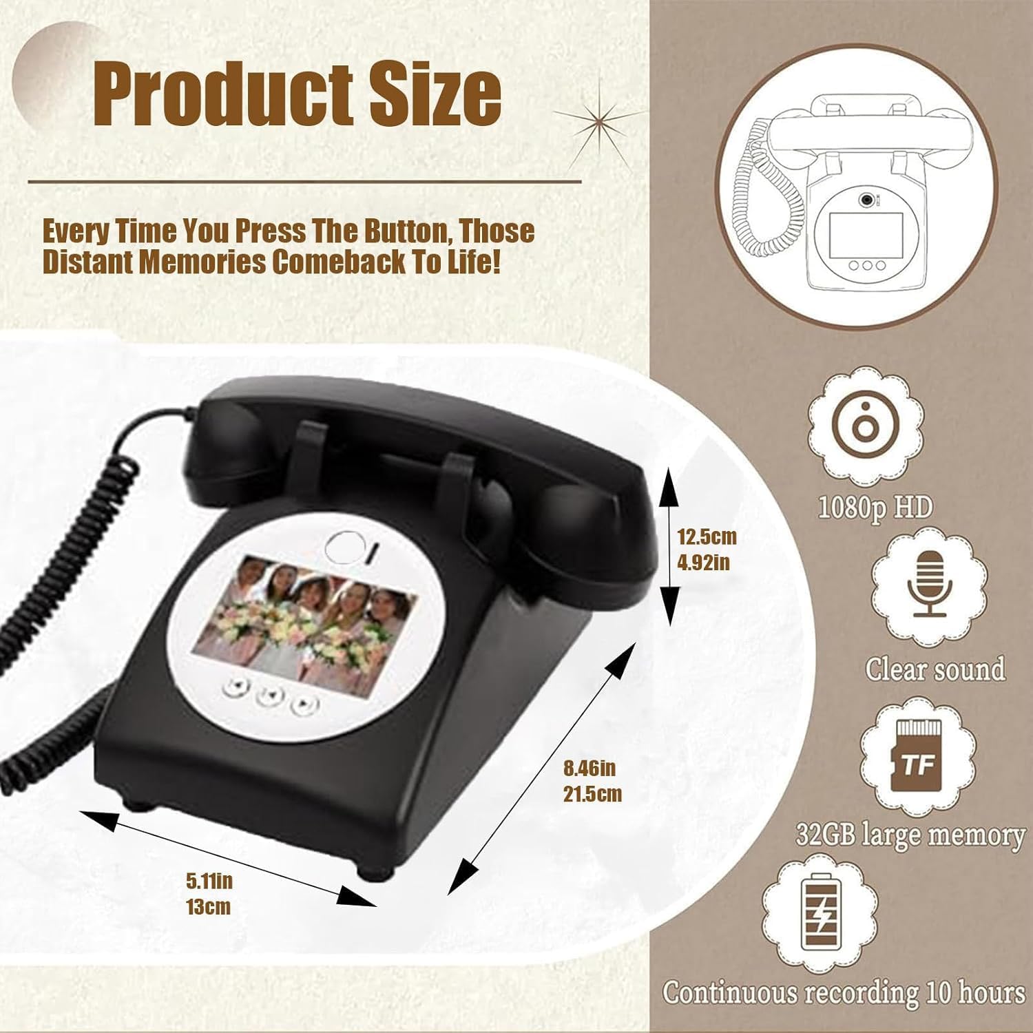 Video Audio Guest Book, Wedding Phone Guestbook with Lens Recording,32G Memory Card, 1080p HD Video Guestbook for Engagements