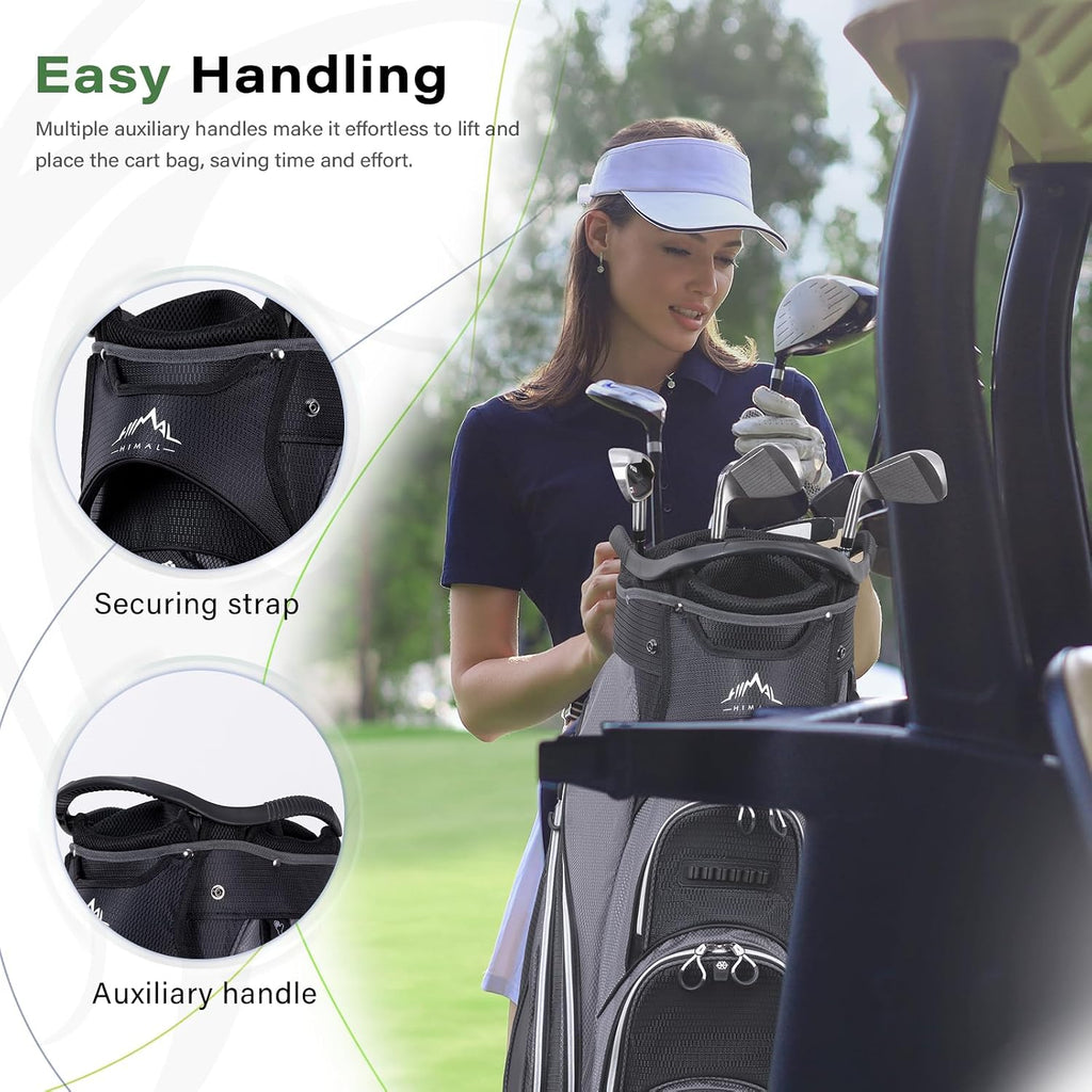 uniHimal Golf Cart Bag with 14-Way Divider Top, Ample Storage Space, Men's Golf Bag with Handles and Umbrella Holder