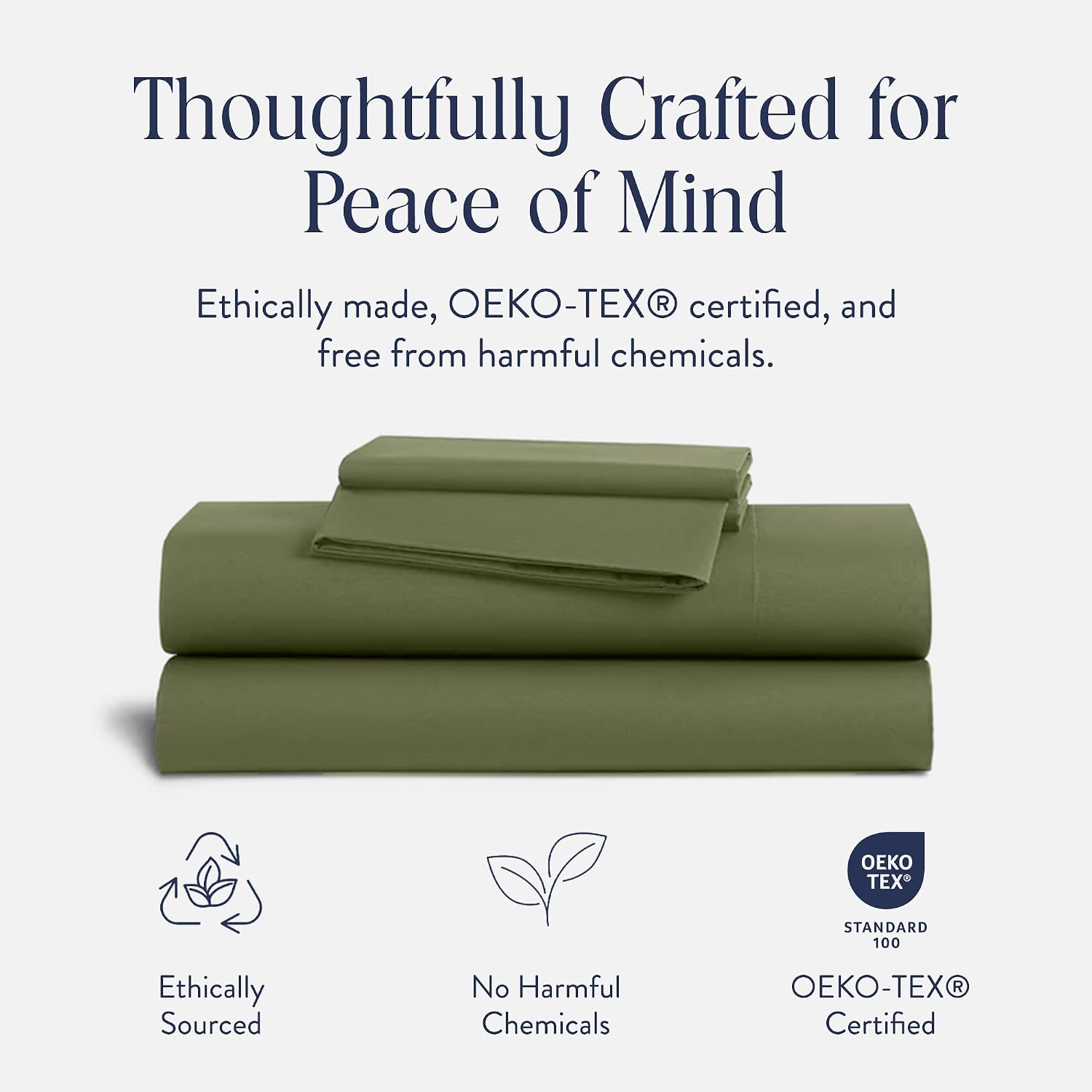 Brooklinen Luxury Sateen 4 Piece Sheet Set - 100% Cotton Bed Sheets, Soft & Durable King Size Sheet Set in Fresh Moss, Oeko-TEX Certified Bedding Set, 1 Fitted Sheet, 1 Flat Sheet, 2 Pillowcases