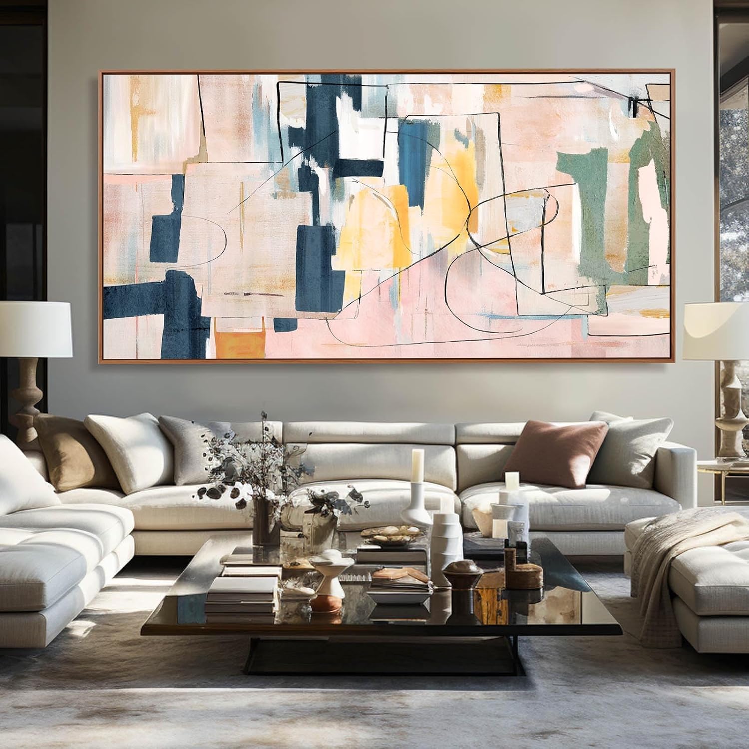Abstract Wall Decor Modern Oversized Wall Art Black Line Wall Poster Printing 36'x70' Wall Decorations for Bedroom Office
