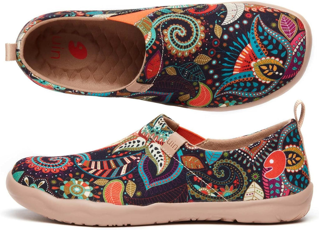 UIN Women's Slip On Shoes Colorful Comfortable Lightweight Art Travel Sneakers Casual Floral Stylish Everyday Loafers