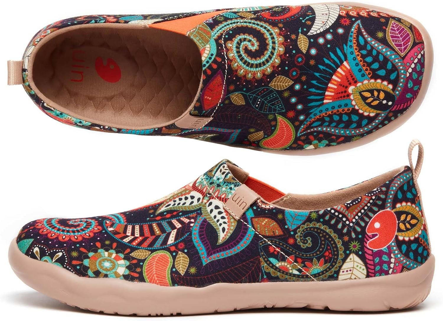 UIN Women's Slip On Shoes Colorful Comfortable Lightweight Art Travel Sneakers Casual Floral Stylish Everyday Loafers