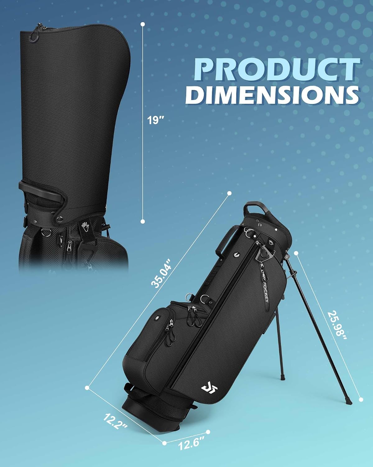 Golf Stand Bag with Cooler Pocket, Lightweight Sunday Carry Bag with Glove Patch & Tee Holder, Portable for Driving Range & Par 3 Course, Men & Women