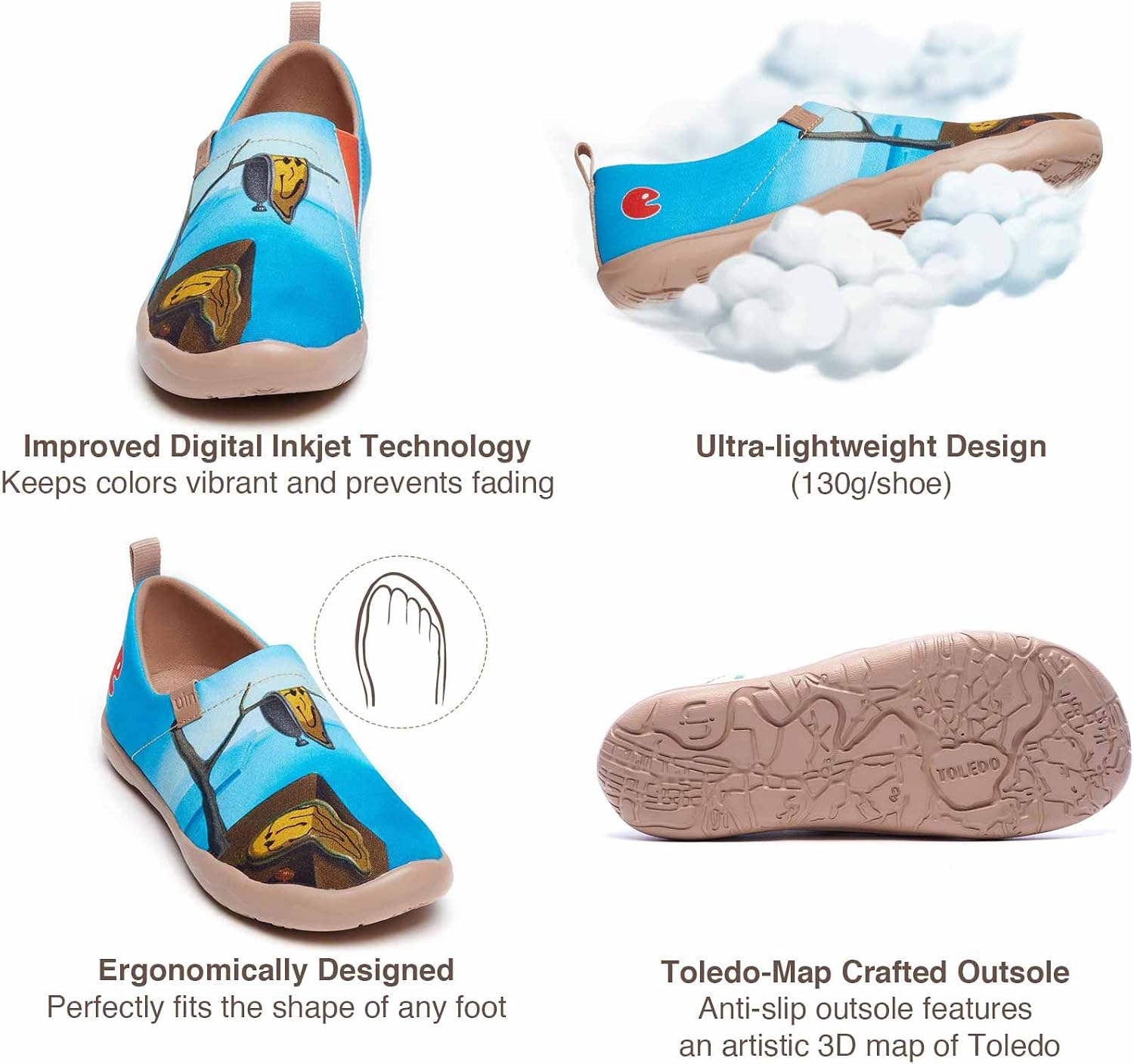 UIN Women's Casual Loafers Travel Painted Walking Slip On Lightweight Comfortable Canvas Fashion Sneakers