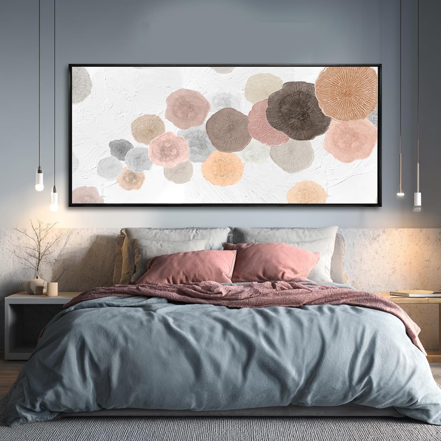 Modern Wall Decor Abstract Framed Wall Art Textured Oil Paintings 32'x70' Art for Office Living Room Decorations Kitchen Artwork