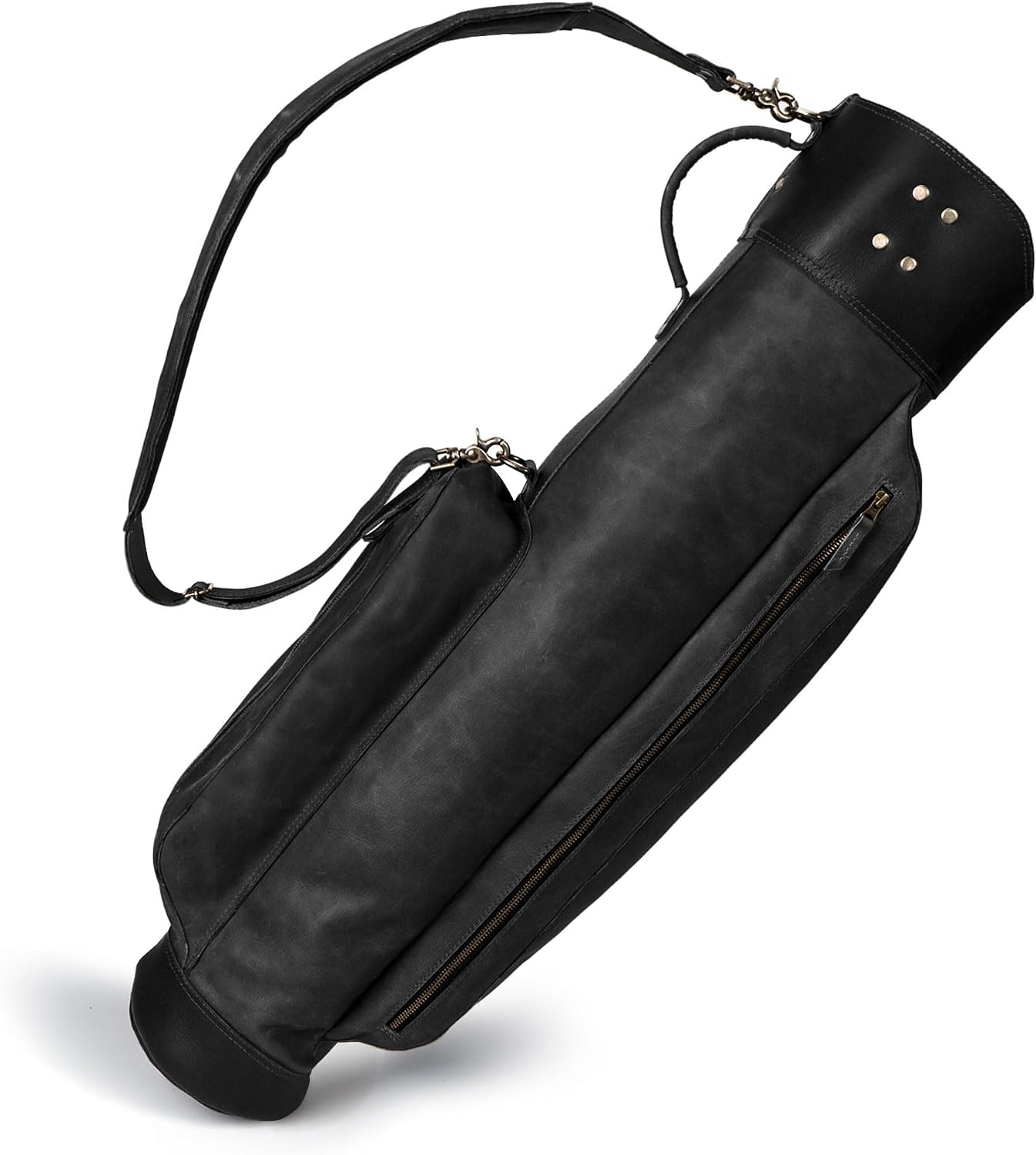 Leather Golf Bag with Top Divider & Shoulder Strap, Vintage Club Golf Cart Bags for Men & Women, Carry Sunday Silencer Stand Bag, Mens Travel Walking Cases, Hard Case Light Weight