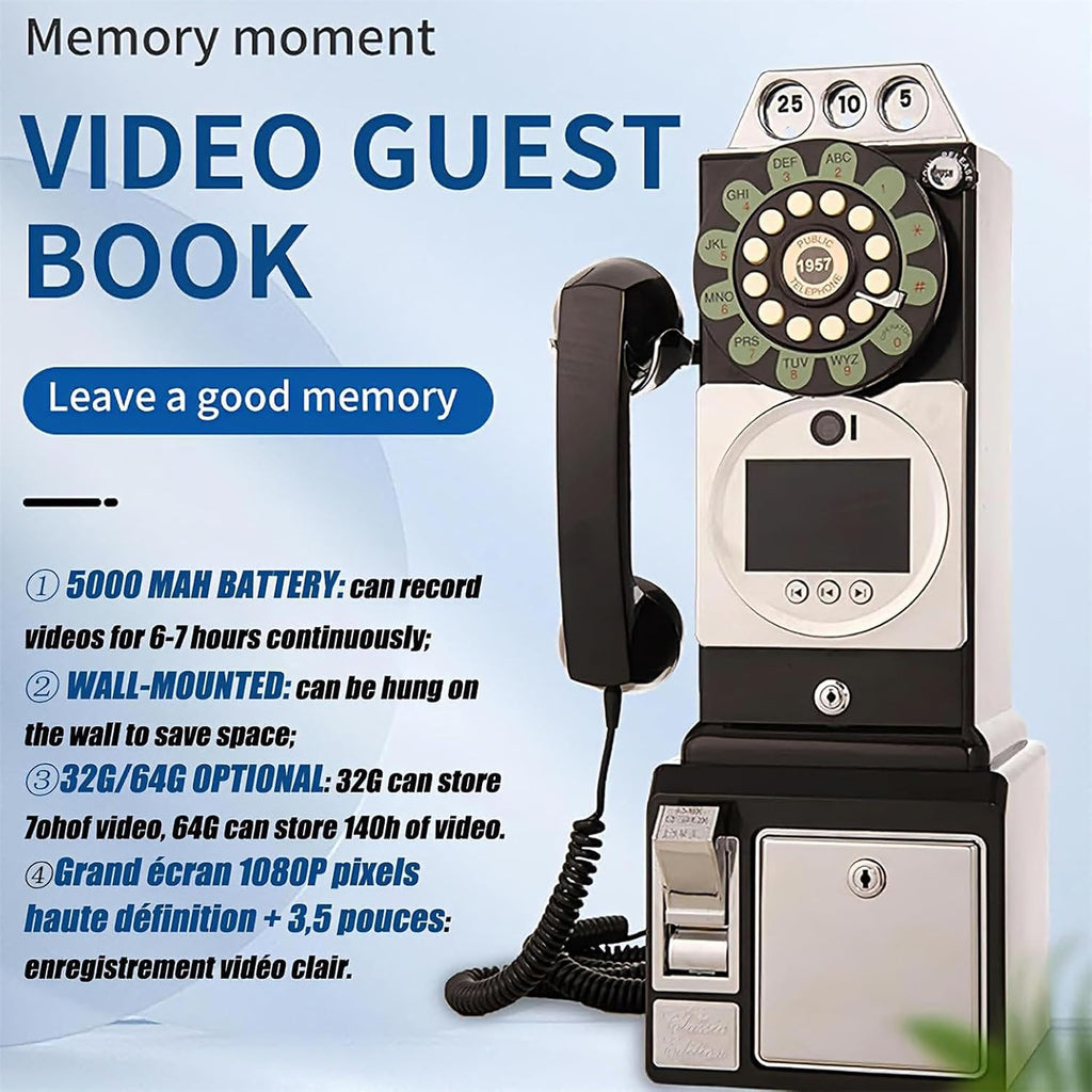 Audio Guest Book Wedding Phone Guestbook，Record Customized Audio Messages with GuestBook，Fun Engagements Anniversaries Baby Showers Graduation Black