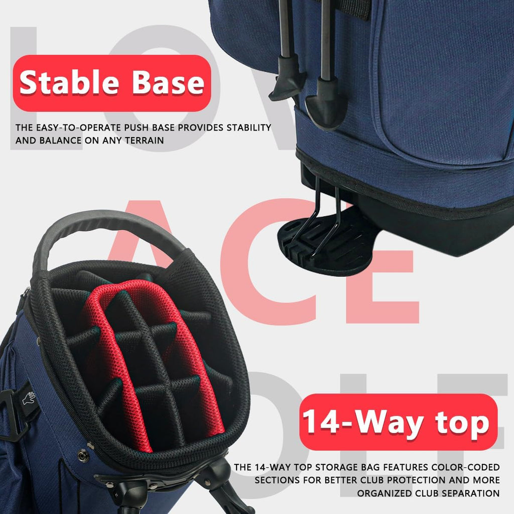 14-Way Golf Stand Bag, Lightweight Golf Bag with Stand for Men and Women