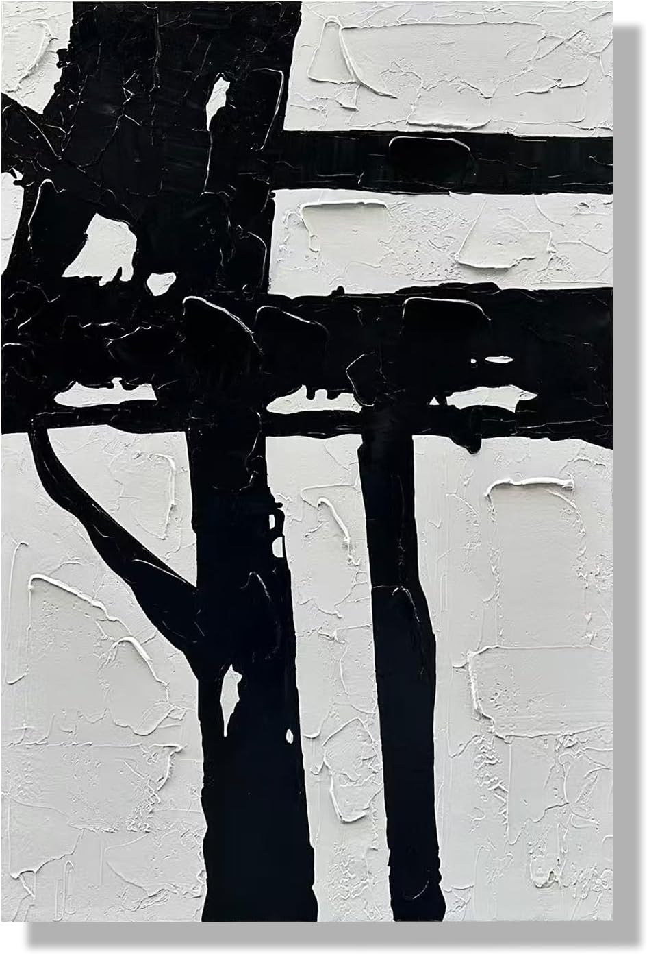 NANKAI Hand-Painted Black And White Abstract Wall Art Contemporary Minimalist Oil Painting Art 45x30 inch Large Painting Art For Home Walls Living Room Hallway Wall Decoration