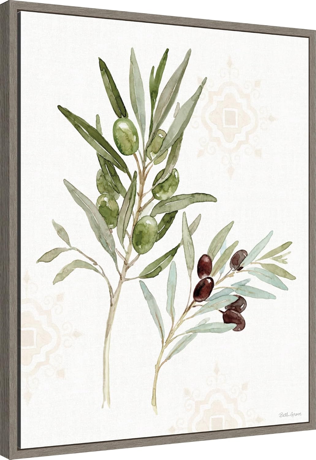 Amanti Art Framed Canvas Wall Art 28x23 Mediterranean Motif VIII by Beth Grove, Framed Wall Art Canvas, Flowers Artwork, Country Rustic Decor, Medium Poster Painting for Living Room, Bedroom,