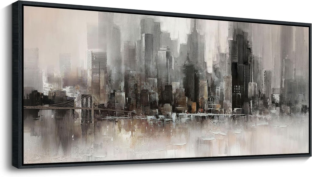 YDYSUNE Living Room Wall Decor Framed Wall Art Extra Large Cityscape New York Decoration Canvas Print Brooklyn Bridge Themed Painting Modern Canvas Wall Art for Bedroom 70x31INCH
