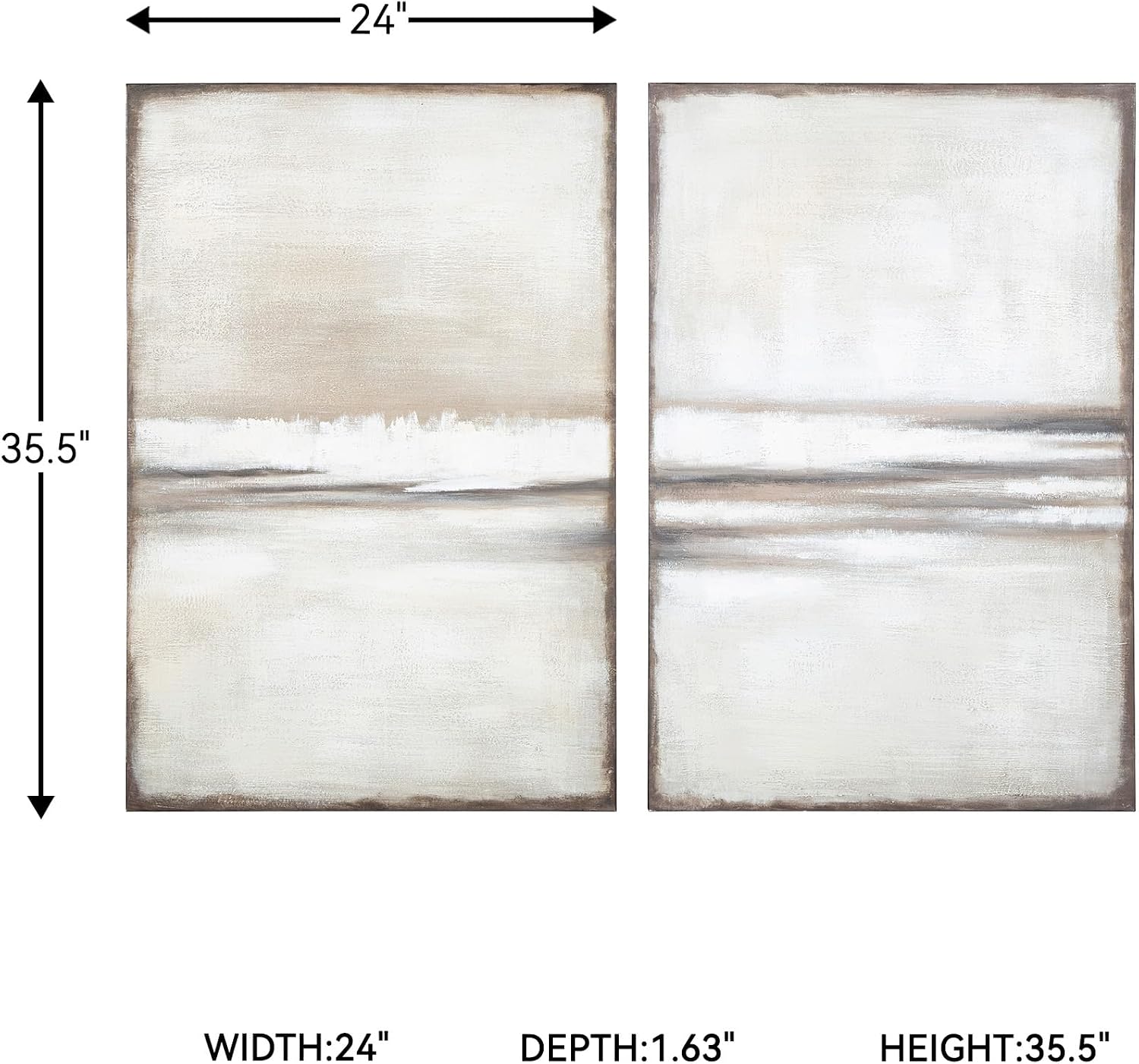 Signature Design by Ashley Brockdunn Modern Rectangular Abstract Hand-painted Wrapped Canvas Wall Art 24 x 36 Inches, Set of 2, Beige & Light Brown