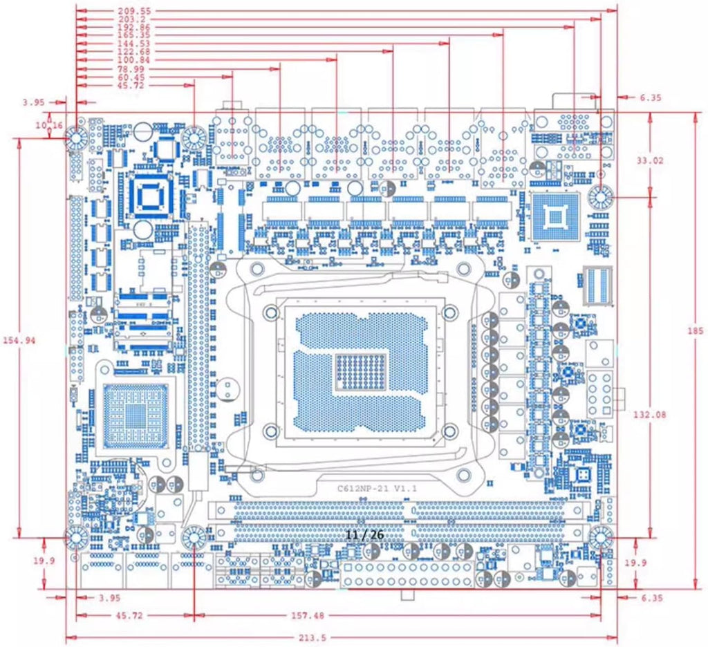 C612 NAS Motherboard Slot 10xSATA 1*M.2_ NVME PCIE ×1 LGA2011-3 for NAS Router Sever 6x2.5GbE I226 DDR4 RAM Memory