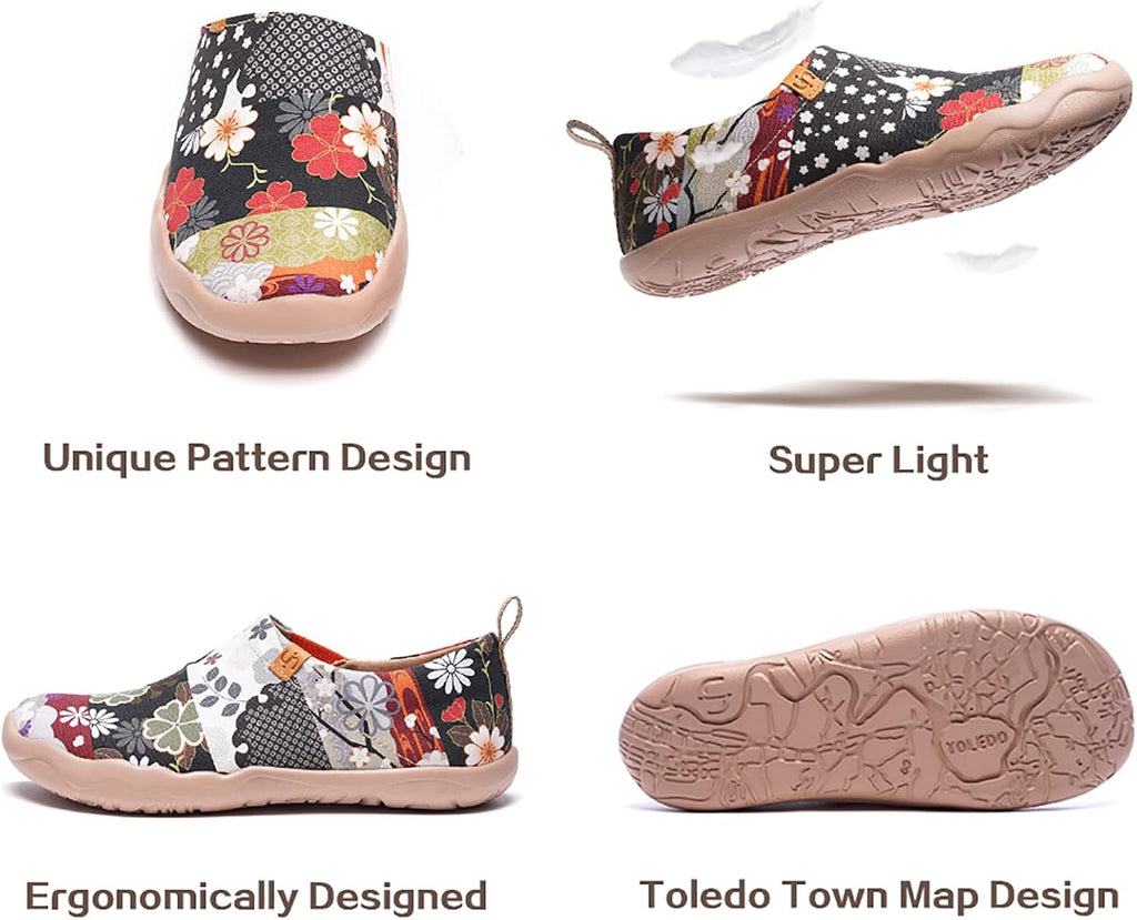 UIN Women's Casual Loafers Travel Painted Walking Slip On Lightweight Comfortable Canvas Fashion Sneakers