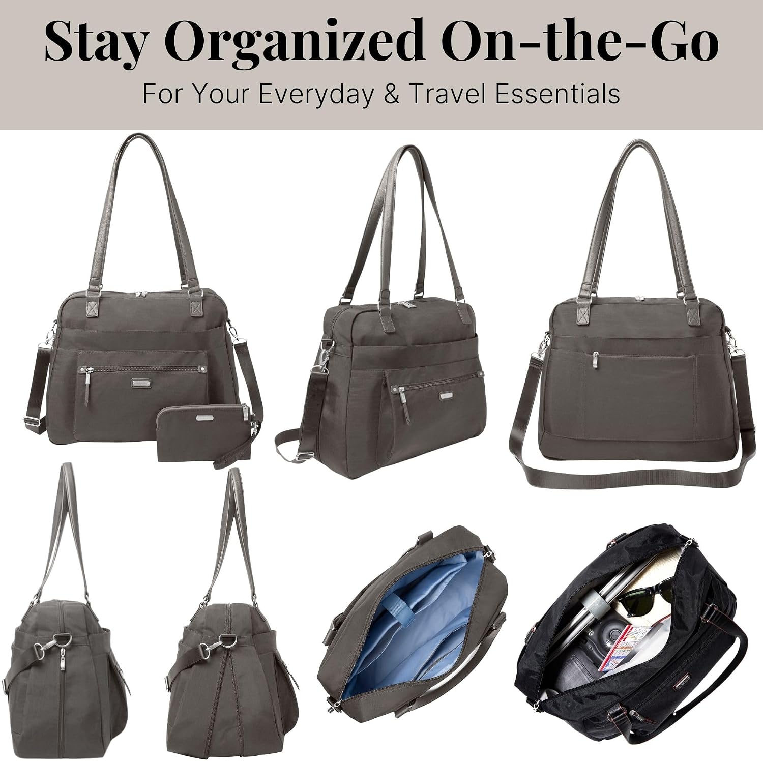 Baggallini Overnight Expandable Laptop Tote with RFID Phone Wristlet