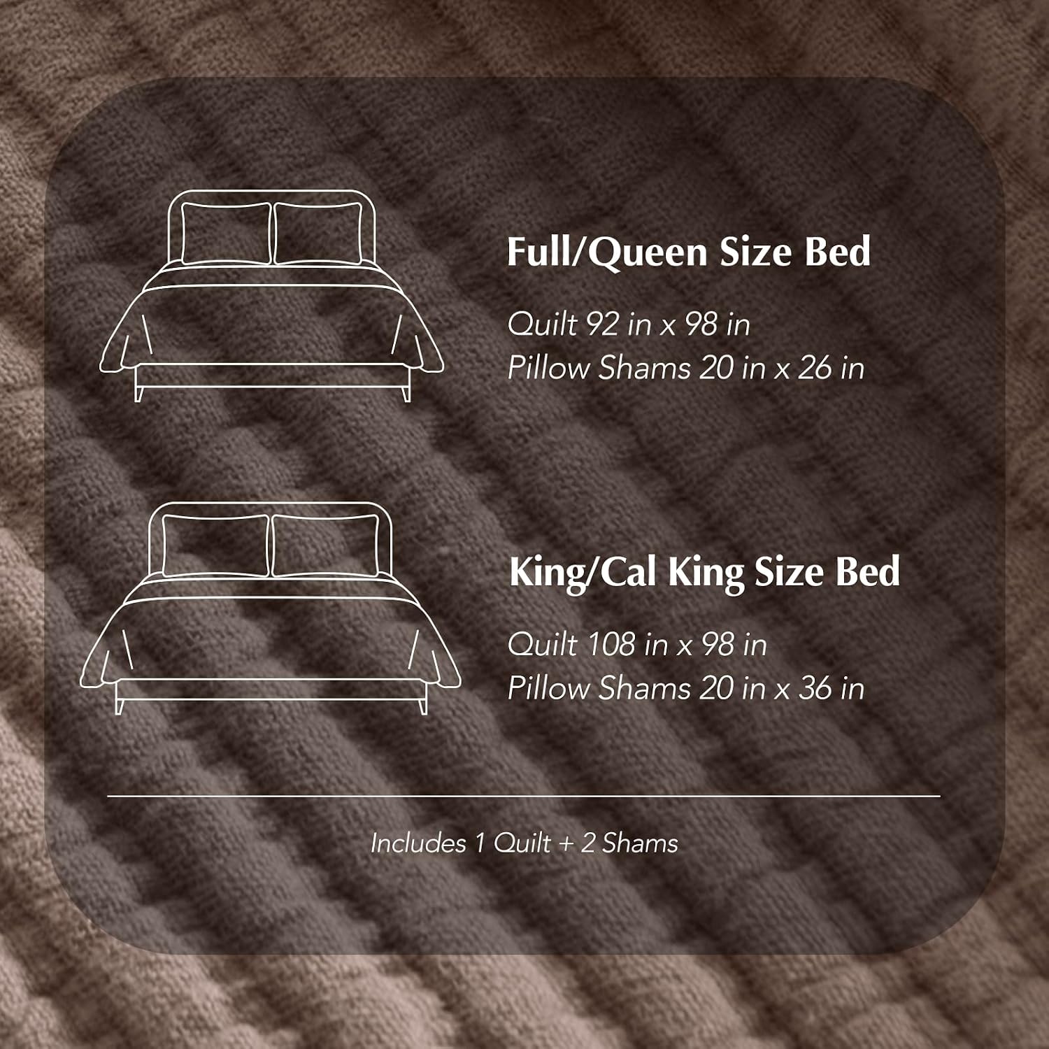 EVERGRACEHOME Cotton Coverlet Set King Size 3 Pieces, Lightweight Soft Ribbed Matelassé Bedspread Quilt Set, Cozy Oversized Quilted Bedding Set with 2 Pillow Shams for All Seasons, Mocha Brown