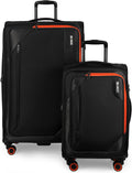 2-Piece Set (22in/32)Softside Expandable 20% Luggage w/TSA LOCK,Front Opening Softside Luggage Sets w/Spinner Wheels,Lightweight Travel Luggage Rolling Suitcase for Men/Women（Black,22in/32in）