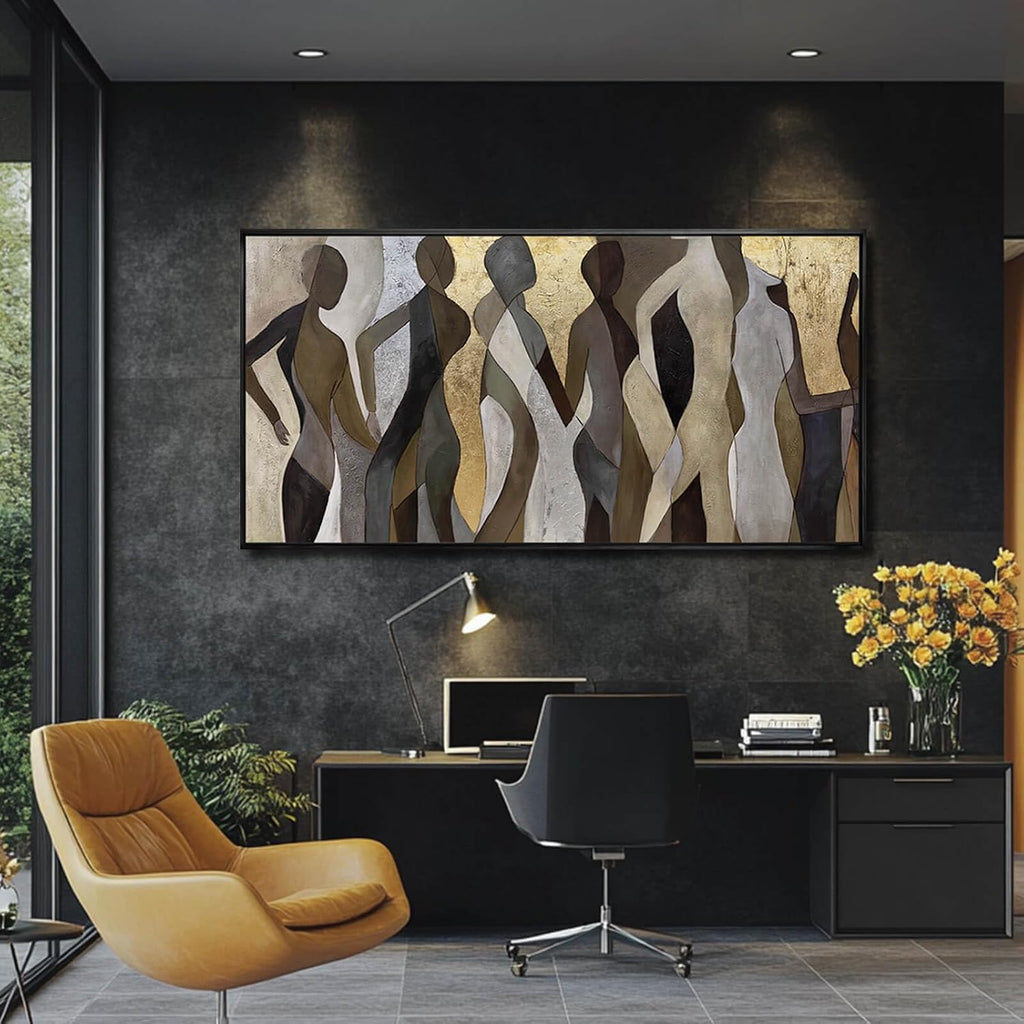 Artexist Figure Wood Wall Decor Neutral Wall Art Modern Poster Printing 24'x48' Picture for Bedroom Hanging Art for Dining Room Area