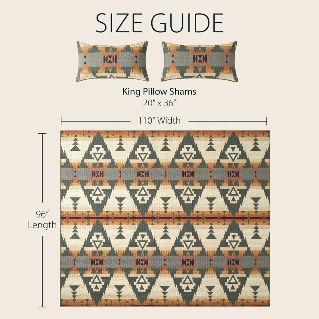 Pendleton King Quilt Set – 100% Cotton 3 Piece Quilt Set with Shams, Soft Lightweight Bedding for King Size Bed, Sage Green Patterned Comforter Alternative, King Bedding Set (Siskiyou)