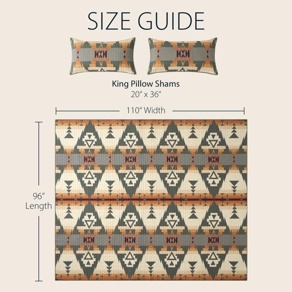 Pendleton King Quilt Set – 100% Cotton 3 Piece Quilt Set with Shams, Soft Lightweight Bedding for King Size Bed, Sage Green Patterned Comforter Alternative, King Bedding Set (Siskiyou)
