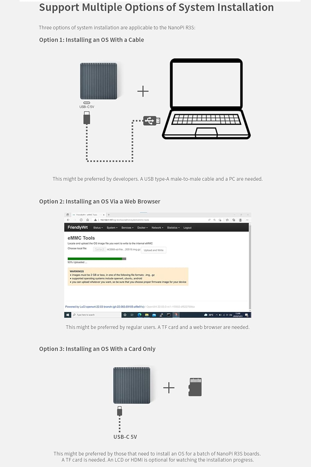 FriendlyElec NanoPi R3S Mini Router OpenWRT, 2GB LPDDR4X RAM 32GB eMMC, with Dual-Gbps Ethernet for Smart Home Office Gateway IoT NAS Applications, Support Debian Ubuntu OS (2+32GB with Metal Case)