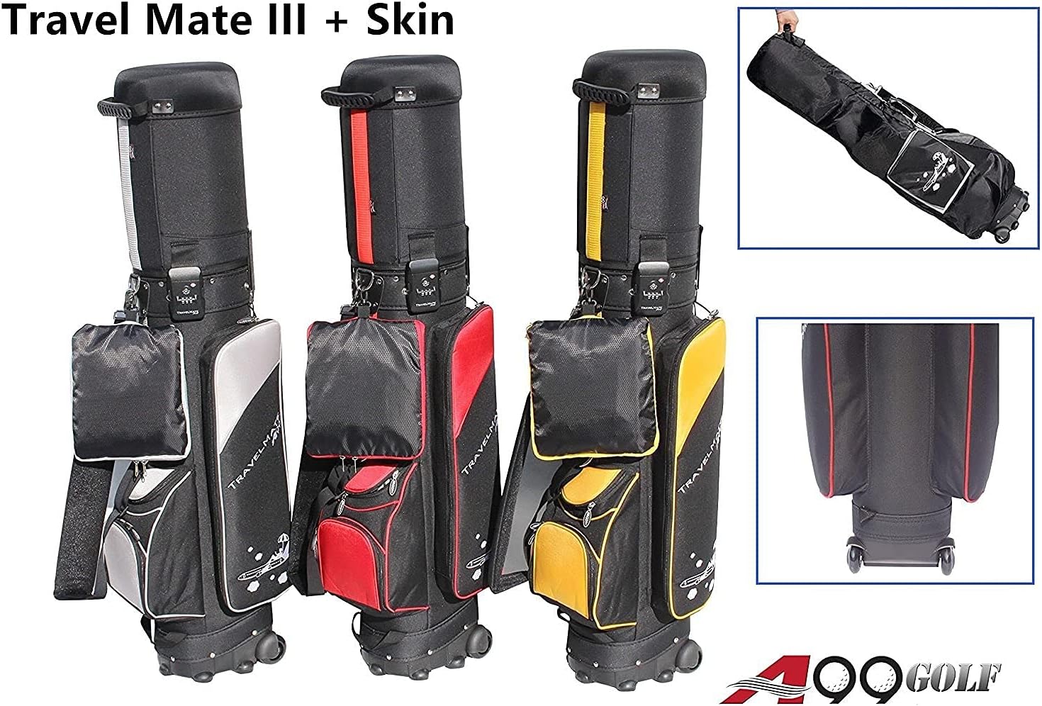 A99 Golf Travel Bag CarryOn Rolling Wheel Golf cart Bag case with TSA Lock and Protection Cover, Protect Your Club for Safe Transport